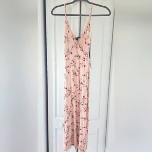 FOREVER 21 Wrap Pink Floral Midi Dress